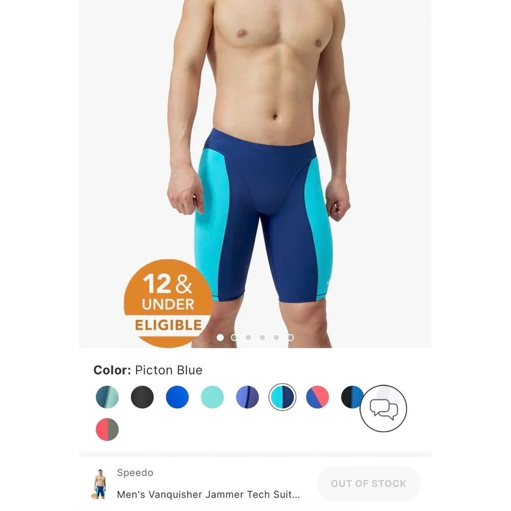 Speedo boys Vanquisher Jammer‎ Tech Suit Swimsuit picton blue size 20 NEW